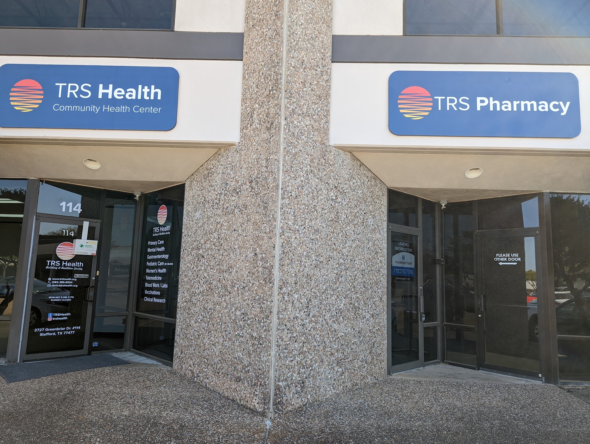 TRS Health Stafford clinic entrance